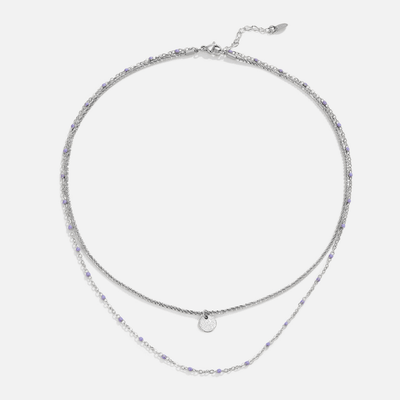 Lia Layered Silver Coin Bead Necklace
