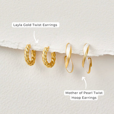 Mother of Pearl Twist Hoop Earrings